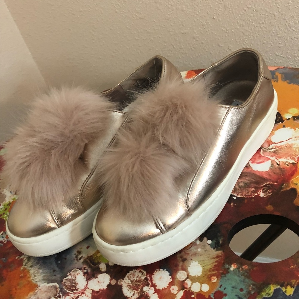 Metallic Pom Pom Steve Madden Sneakers